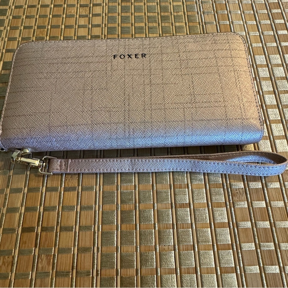 Foxer Women Leather Long Wristlet Wallet Clutch Rose Gold - Picture 12 of 14